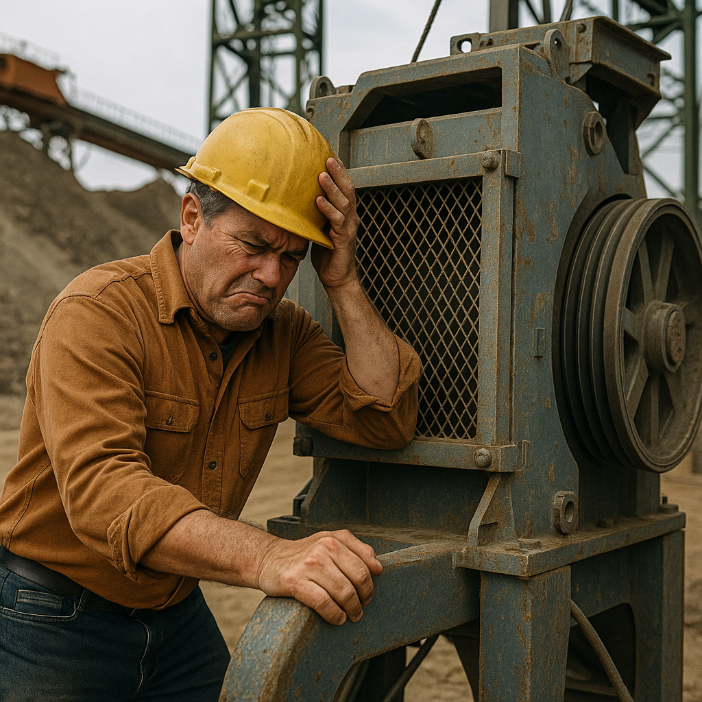 Upset facility manager experiencing downtime on an industrial elevator