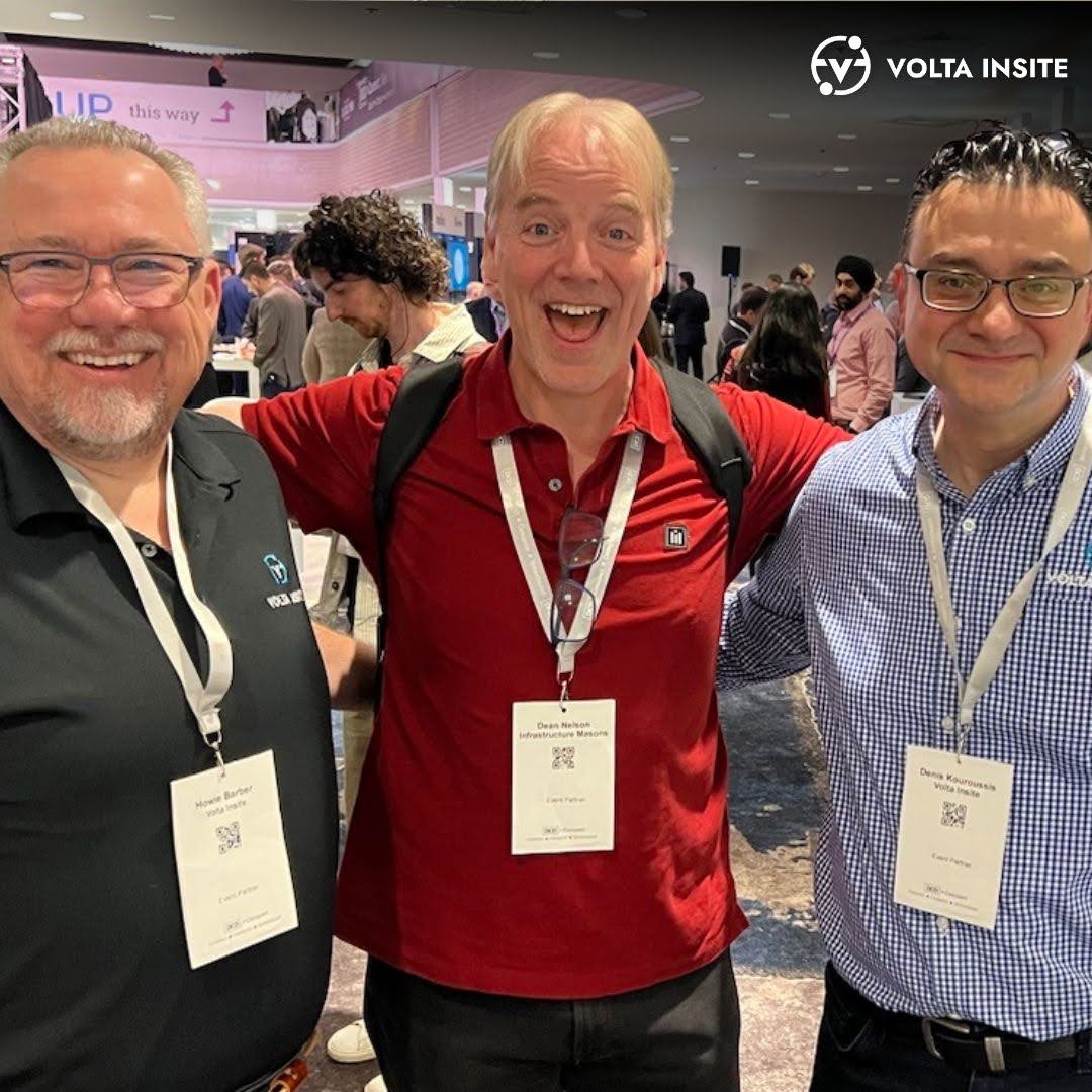 Volta Insite’s Howie Barber and Denis Kouroussis with Dean Nelson at DCD Connect